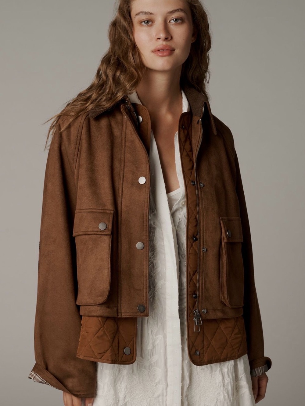Anthropologie Faux Suede Twofer Jacket